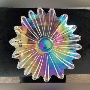 Vintage Iridescent Carnival Glass Bon Bon Bowl.